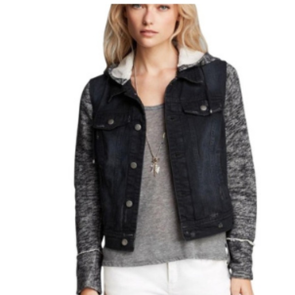 Free People Jackets & Blazers - Free People Denim Jacket Hoodie women size XS